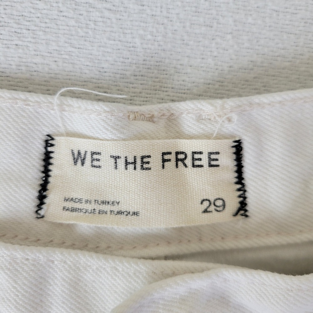We The Free Free People White Denim High Rise Bermuda Shorts Button Fly Size 29 - Picture 8 of 15